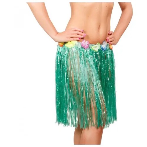 Гавайская юбка 60 см, цвет зеленый