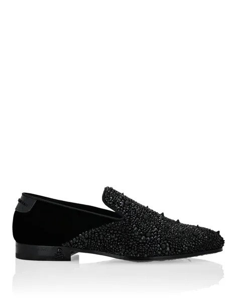 Бархатные лоферы с камнями Philipp Plein, черный
