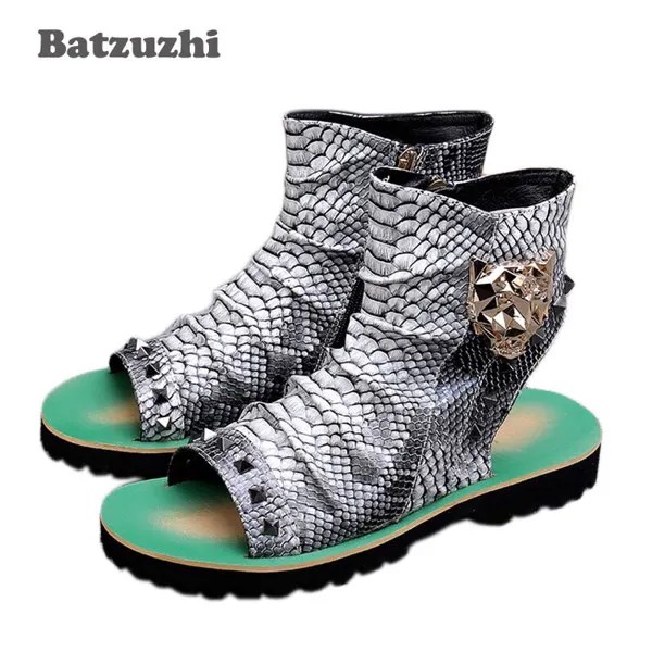 Batzuzhi Sandalias Mujer 2018, мужские сандалии в стиле панк, обувь с открытым носком, мужские кожаные сандалии до щиколотки, летняя обувь ручной работы на молнии, Zapatos Mujer