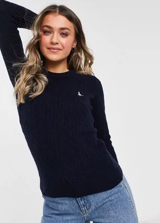 Темно-синий джемпер с узором «косичка» Jack Wills Icon-Голубой