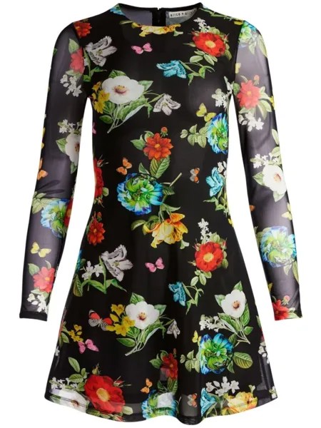 Платье мини Delora с цветочным принтом alice + olivia, черный