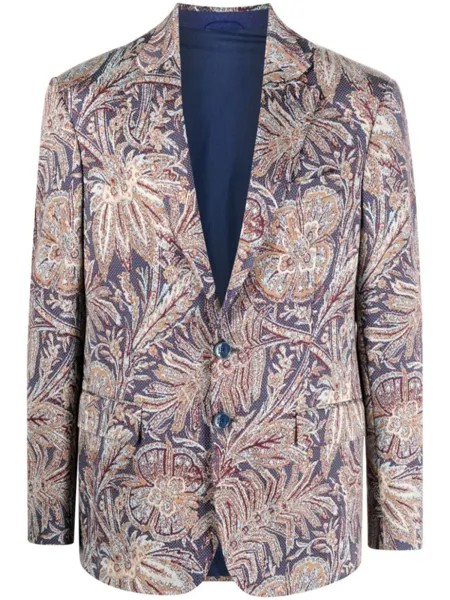 ETRO однобортный пиджак с узором, синий