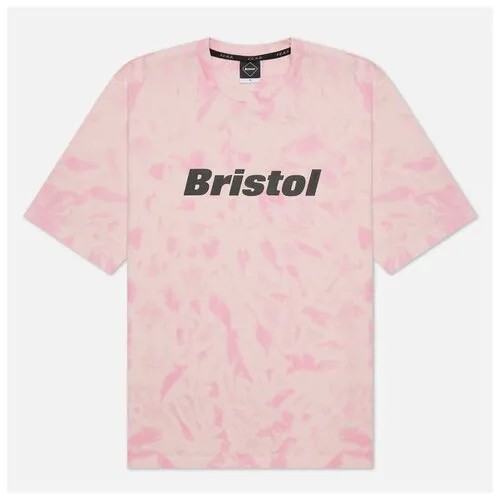 Мужская футболка F.C. Real Bristol Relax Fit Tie Dye Authnetic Logo розовый , Размер S