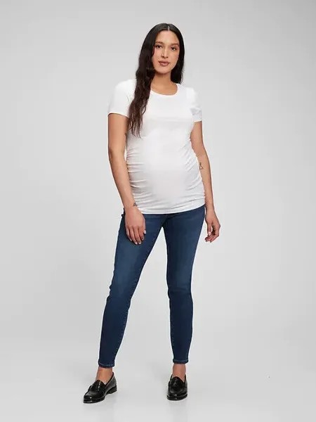 Джинсы скинни Gap Maternity темно-синего цвета со вставками и полосками Washwell 28, размер 6