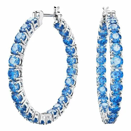 Серьги конго SWAROVSKI, кристаллы Swarovski, размер 30 мм, голубой, серебряный