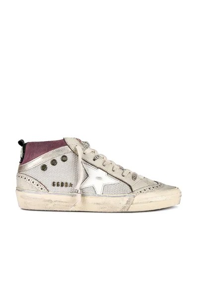 Кроссовки Golden Goose Mid Star, цвет Silver, Violet, White, White Ecru, & Platinum