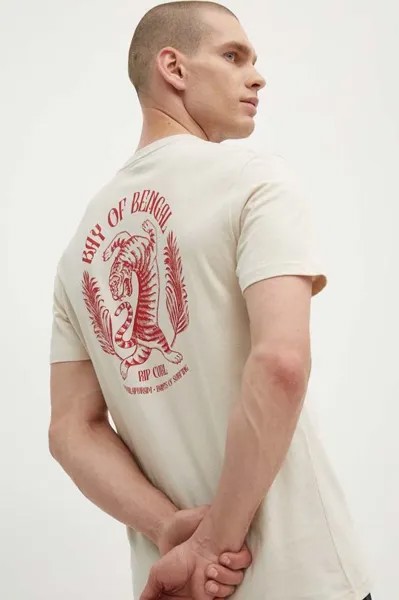 Хлопковая футболка Rip Curl, бежевый