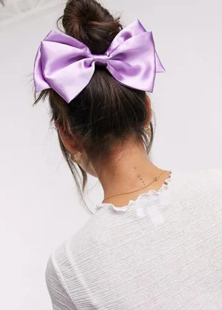 Заколка для волос с атласным бантом лавандового цвета ASOS DESIGN-Фиолетовый
