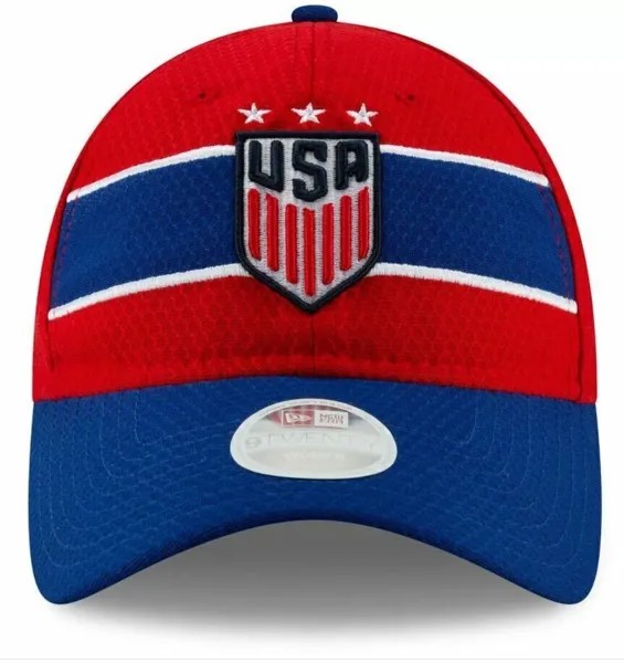 Футбольная кепка New Era 39Thirty USA, размер средний/большой, красная, синяя, с 3 звездами USWNT