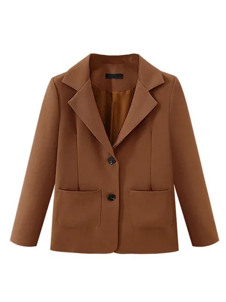Milanoo Blazer Coat For Women Stylish Turndown Collar Buttons Long Sleeves Polyester Tailored Jacket