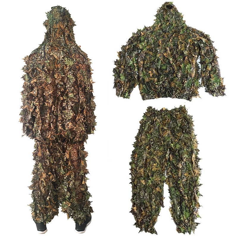 MIMY Мужской Женский Детский уличный костюм Ghillie, камуфляжная одежда, тренировочная одежда в виде листьев, охотничий костюм, брюки с капюшоном