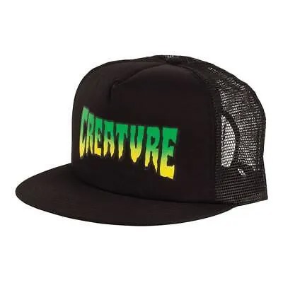Кепка Creature Skateboards Logo Trucker Snapback Hat (черная) Сетчатая 5-панельная кепка