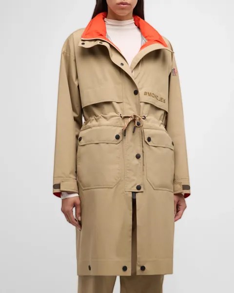 Длинная водоотталкивающая парка Seigne Moncler, цвет Open Beige