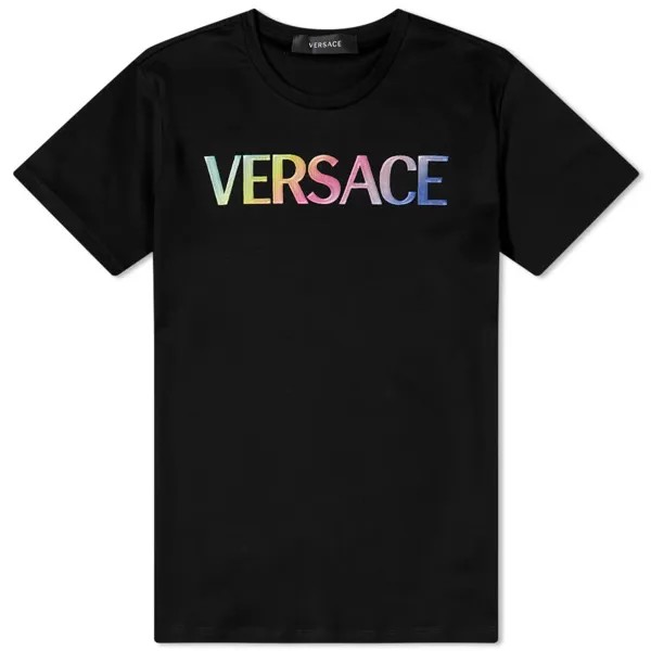 Футболка с радужным логотипом Versace, черный