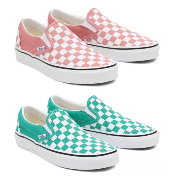 Женские кроссовки VANS Classic Slip On Check Розовый VN000XG8B0, Зеленый VN0A5JMHB001