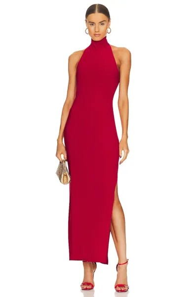 Платье Norma Kamali Halter Turtleneck Side Slit Gown, красный