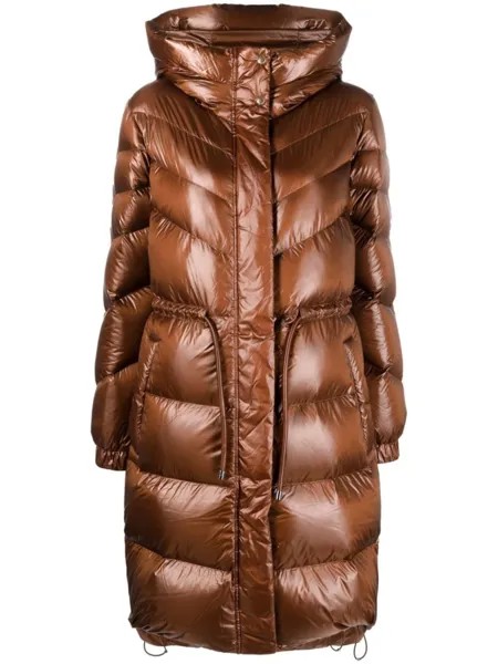 Woolrich пуховик на молнии с капюшоном, коричневый