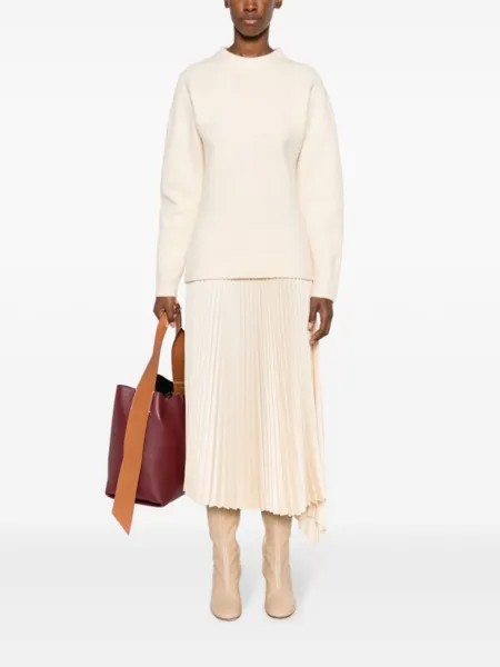 Jil Sander шерстяной джемпер с круглым вырезом, нейтральный цвет