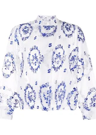 Simone Rocha плиссированная блузка с высоким воротником