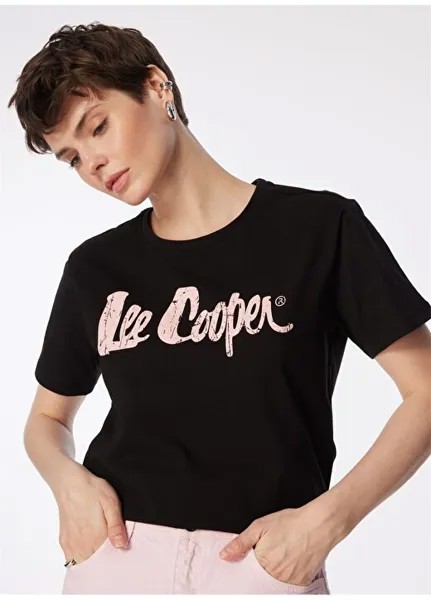 Черная женская футболка с круглым вырезом и принтом 242 LCF 242005 LONDONLOGO BLACK Lee Cooper, черный