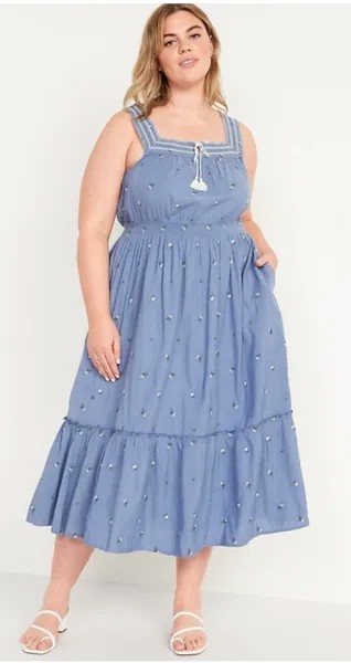 Платье Old Navy Blue с цветочной вышивкой, размер XXL