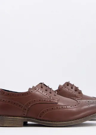 Строгие светло-коричневые туфли на шнуровке для широкой стопы Truffle Collection-Коричневый цвет