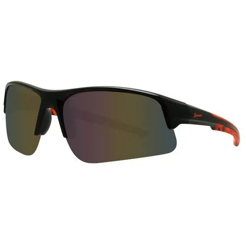 Солнцезащитные очки Forever, прямоугольные, оправа: пластик, спортивные, черный