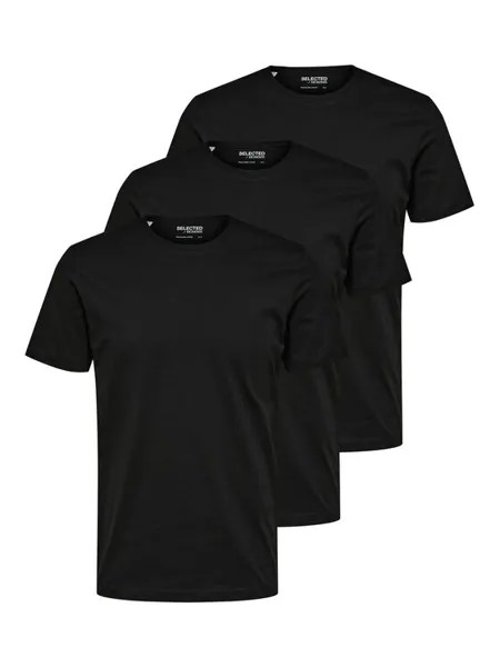 Комплект из 3 футболок haxel стандартного кроя Selected Homme, черный