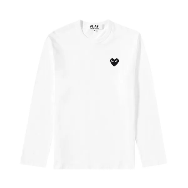 Футболка Comme des Garçons PLAY Heart Logo Long-Sleeve T-Shirt 'White', белый