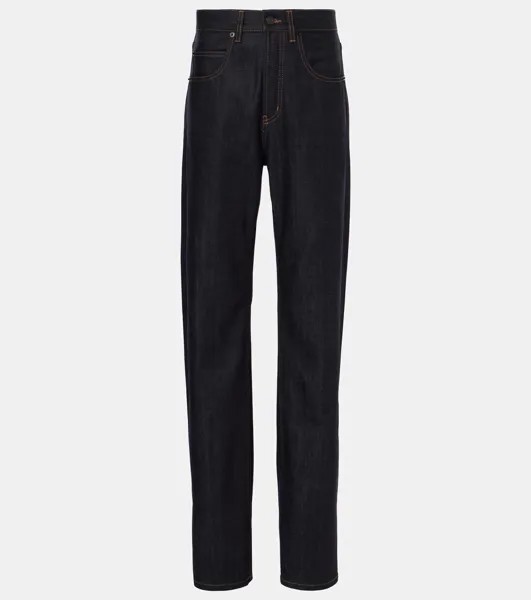 Прямые джинсы средней посадки Saint Laurent, цвет indigo raw