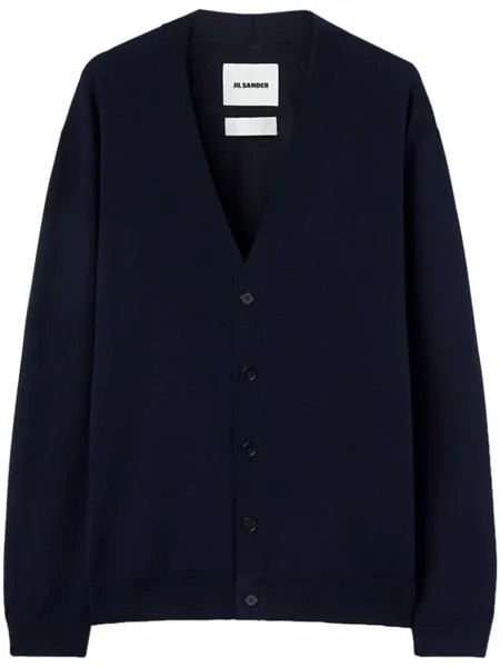 Jil Sander шерстяной кардиган с V-образным вырезом, синий
