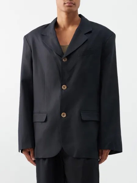 Однобортный льняной пиджак Albus Lumen, черный