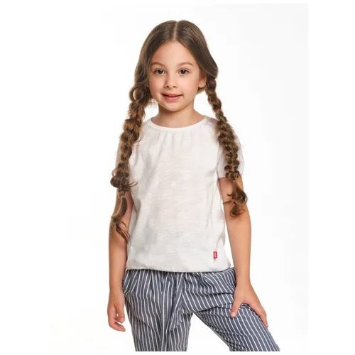 Футболка для девочек Mini Maxi, модель 6483, цвет белый, размер 104
