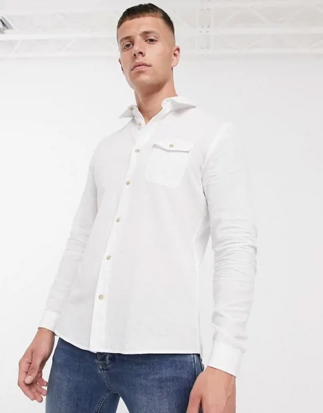 Белая льняная рубашка Burton Menswear-Белый