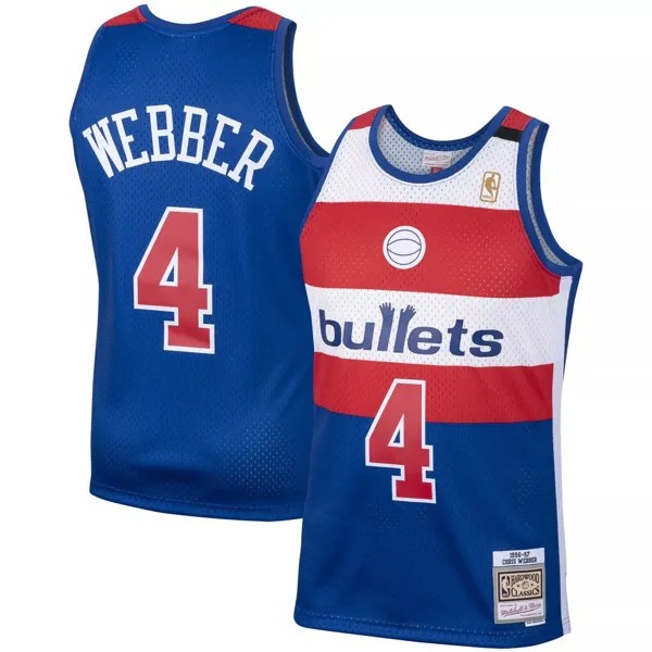 Мужская майка Mitchell & Ness Chris Webber Royal Washington Bullets 1996/97 Hardwood Classics Swingman