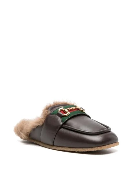 Слиперы с пряжкой Horsebit Gucci, коричневый