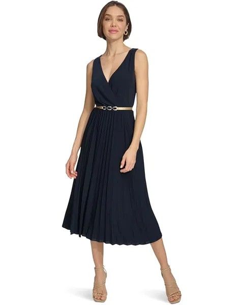 Платье Tommy Hilfiger Pleated Skirt Midi Dress, цвет Sky Captain