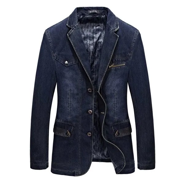Пиджак мужской джинсовый в английском стиле, хлопковая верхняя одежда, ковбойская куртка, пальто, костюмы, Осень-зима