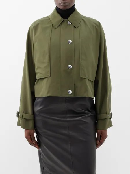 Укороченная куртка из тропического хлопка-габардина Burberry, зеленый