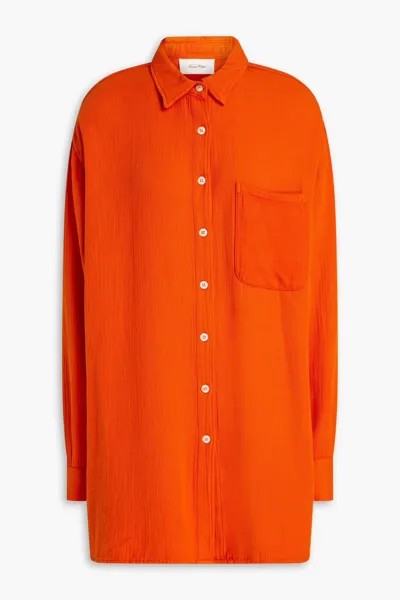Рубашка оверсайз из смесового хлопка American Vintage, оранжевый