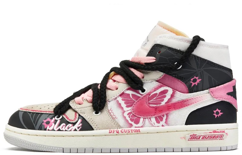 Кроссовки Air Jordan 1 Vintage Basketball Shoes Men Mid-top Black/pink/white, черный