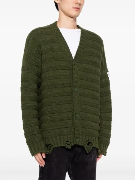 MM6 Maison Margiela кардиганы с потертым V-образным вырезом, зеленый
