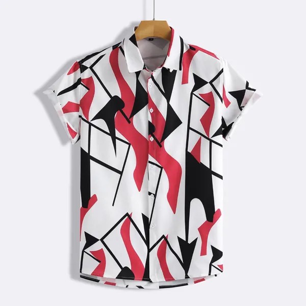 Для мужчины Рубашка с геометрическим и графическим принтом
