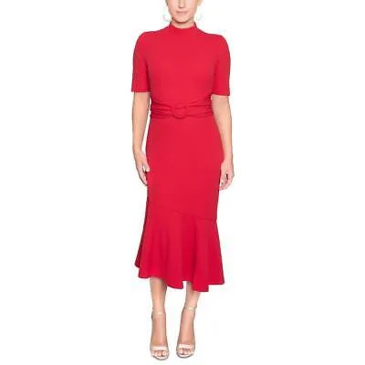 Rachel Rachel Roy Женское красное платье миди до середины икры с поясом и воротником XXL BHFO 3835