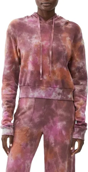 Худи Michael Stars Libbie Quartz Washed Long Sleeve Crop Hoodie in Cozy Terry, цвет Berry Combo