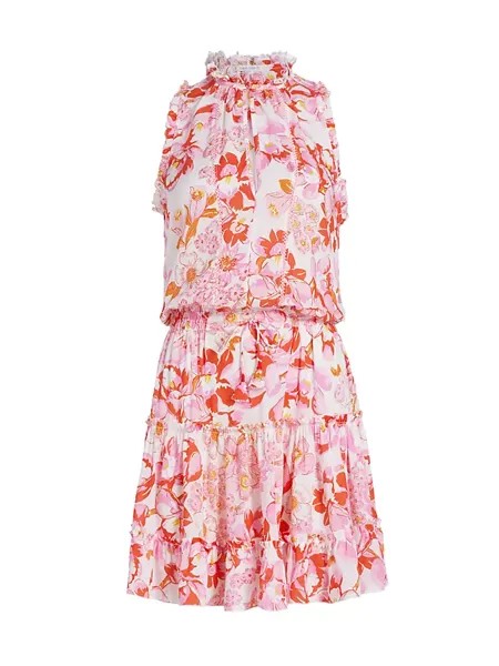 Мини-платье Clara с цветочным принтом Poupette St Barth, цвет pink cattleya