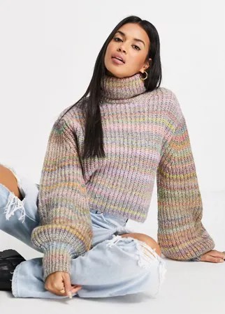 Разноцветная вязанная водолазка многооттеночного крашения Topshop-Разноцветный