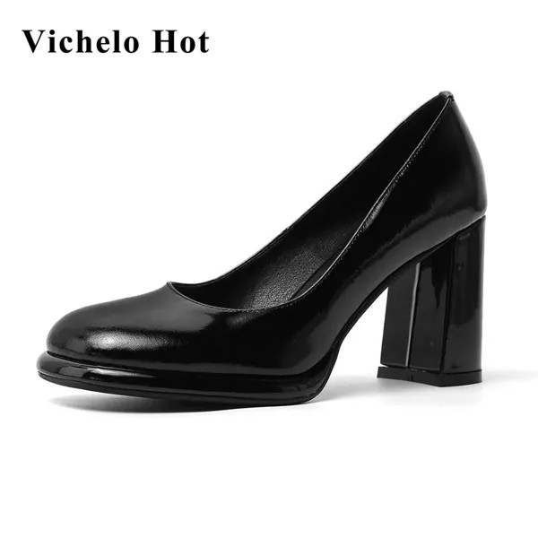 Популярные Европейские стильные туфли Vichelo с круглым носком на очень высоком каблуке, брендовые туфли на платформе для зрелых женщин, весенние женские туфли-лодочки L9f2