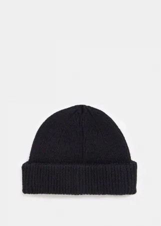 Черная маленькая шапка-бини из овечьей шерсти ASOS DESIGN-Черный