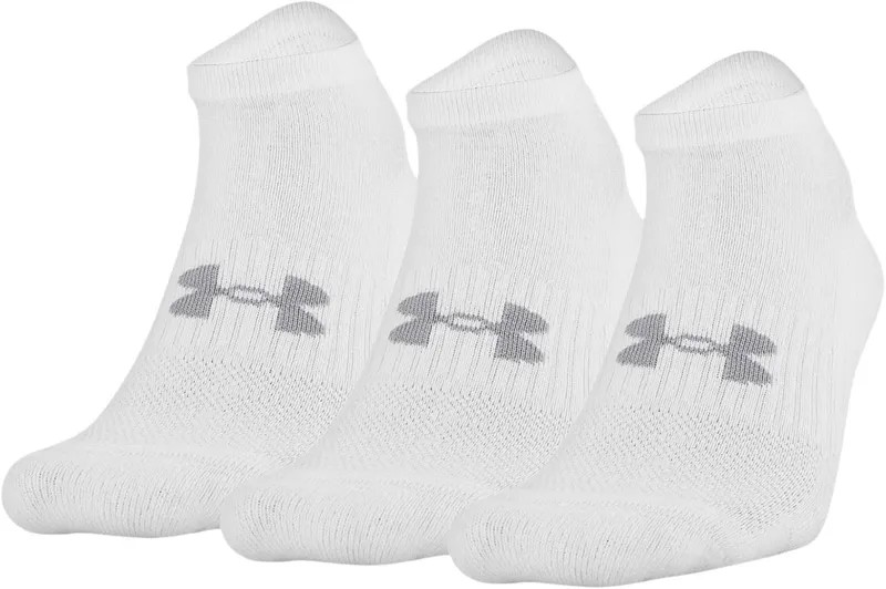Тренировочные хлопковые носки-невидимки, 3 пары Under Armour, белый